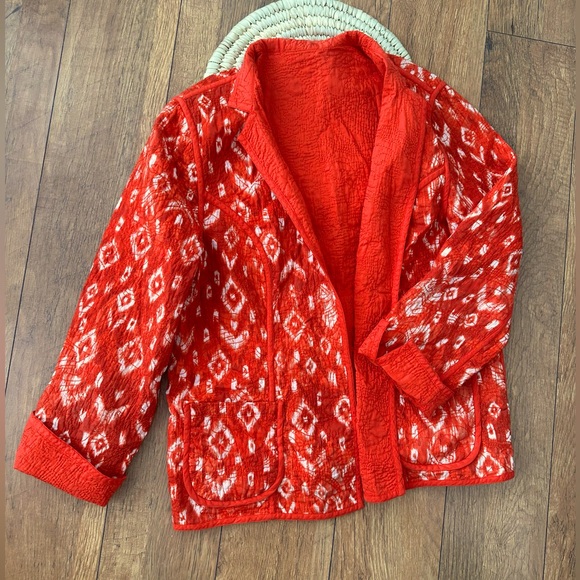 Deep Orange/Red Patterned Reversible Jacket - Picture 1 of 7